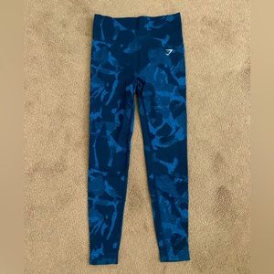 Gymshark Blue Camo Leggings, size small, 26 inch long